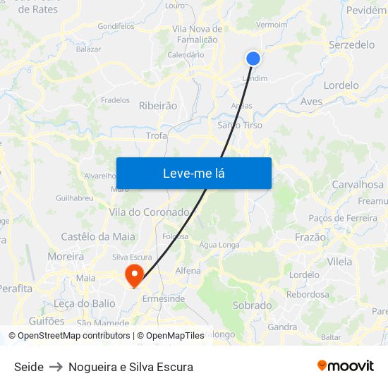 Seide to Nogueira e Silva Escura map