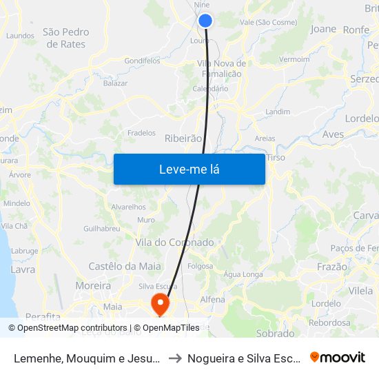 Lemenhe, Mouquim e Jesufrei to Nogueira e Silva Escura map