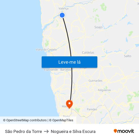 São Pedro da Torre to Nogueira e Silva Escura map