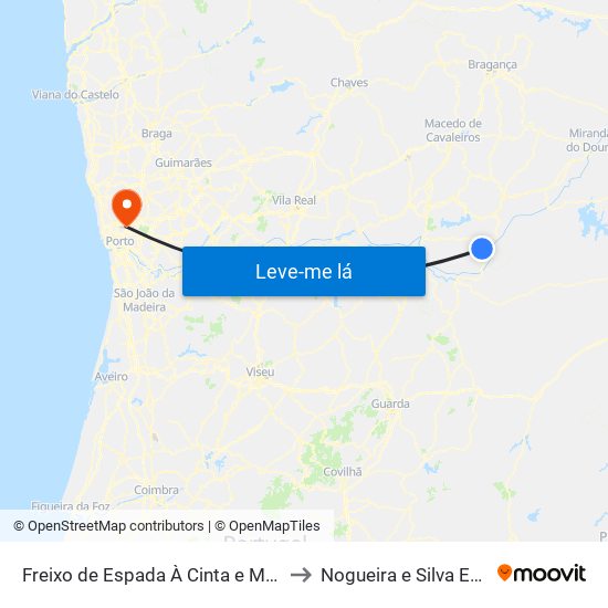 Freixo de Espada À Cinta e Mazouco to Nogueira e Silva Escura map