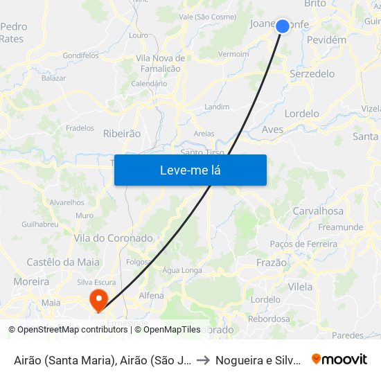 Airão (Santa Maria), Airão (São João) e Vermil to Nogueira e Silva Escura map