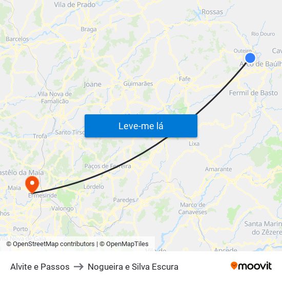 Alvite e Passos to Nogueira e Silva Escura map