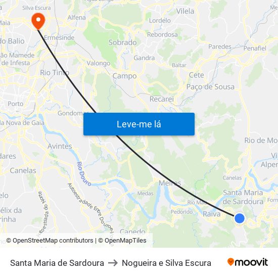 Santa Maria de Sardoura to Nogueira e Silva Escura map