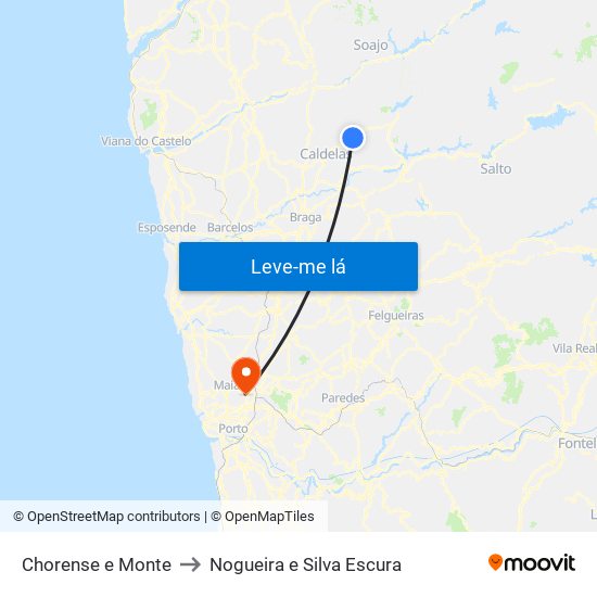 Chorense e Monte to Nogueira e Silva Escura map