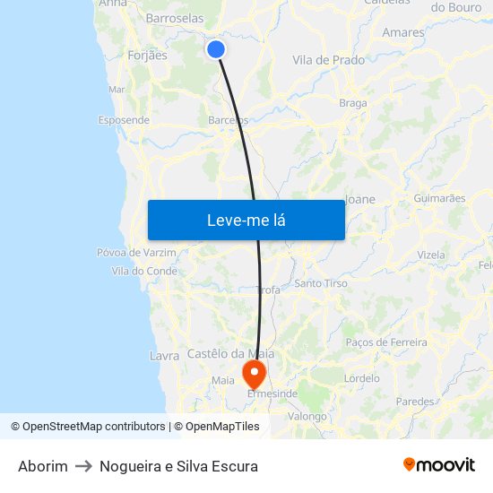 Aborim to Nogueira e Silva Escura map