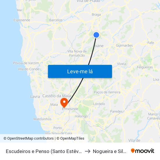 Escudeiros e Penso (Santo Estêvão e São Vicente) to Nogueira e Silva Escura map