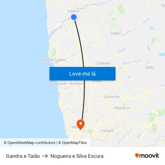 Gandra e Taião to Nogueira e Silva Escura map