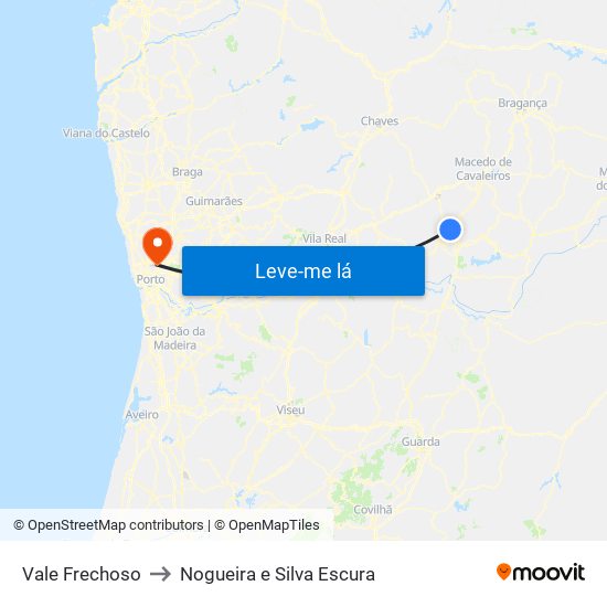 Vale Frechoso to Nogueira e Silva Escura map