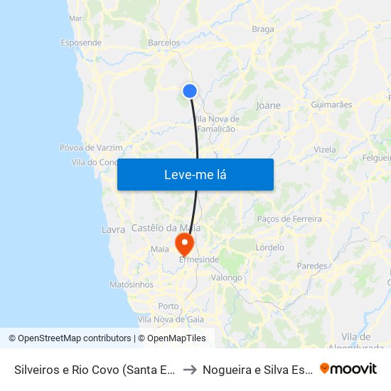 Silveiros e Rio Covo (Santa Eulália) to Nogueira e Silva Escura map