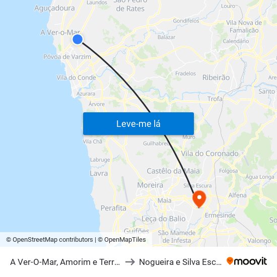 A Ver-O-Mar, Amorim e Terroso to Nogueira e Silva Escura map