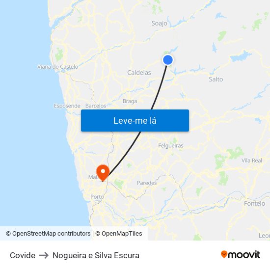 Covide to Nogueira e Silva Escura map