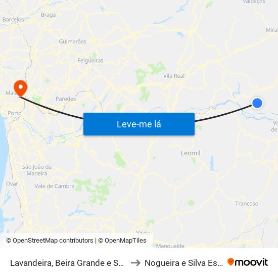 Lavandeira, Beira Grande e Selores to Nogueira e Silva Escura map