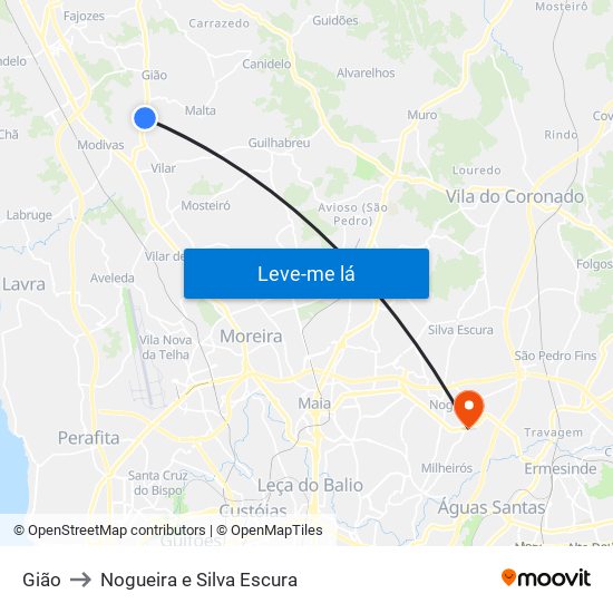 Gião to Nogueira e Silva Escura map