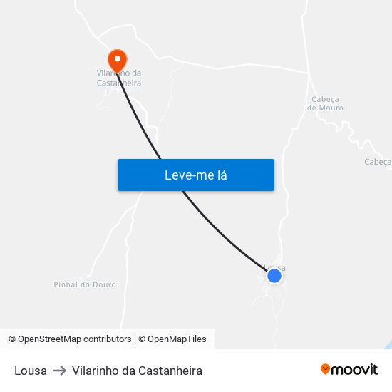 Lousa to Vilarinho da Castanheira map