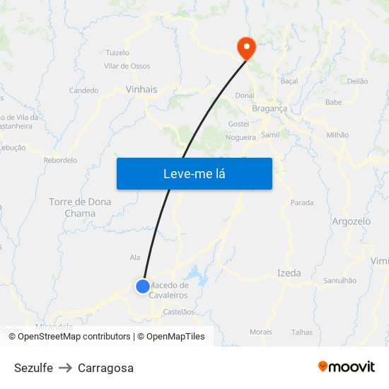 Sezulfe to Carragosa map