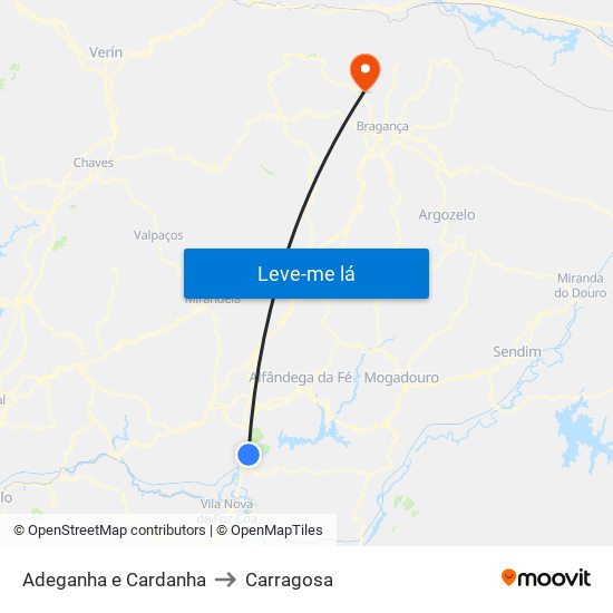 Adeganha e Cardanha to Carragosa map