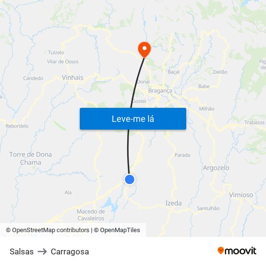 Salsas to Carragosa map