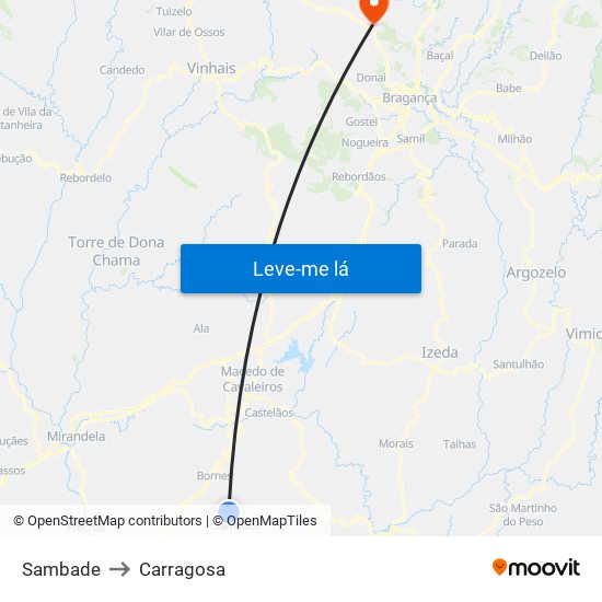 Sambade to Carragosa map