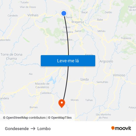 Gondesende to Lombo map