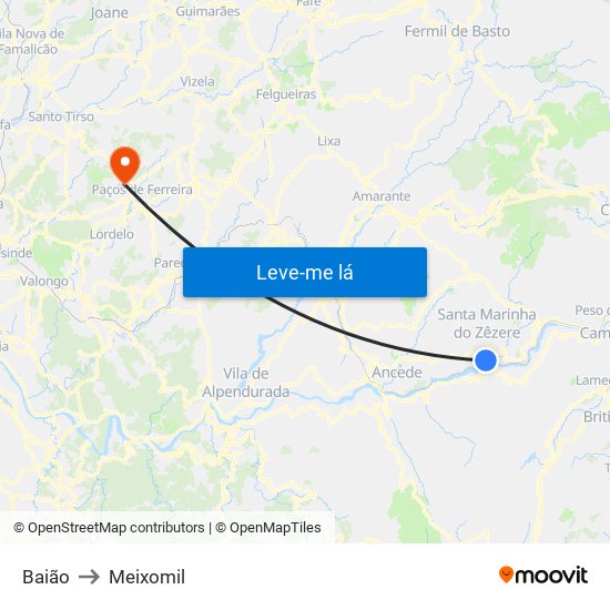 Baião to Meixomil map