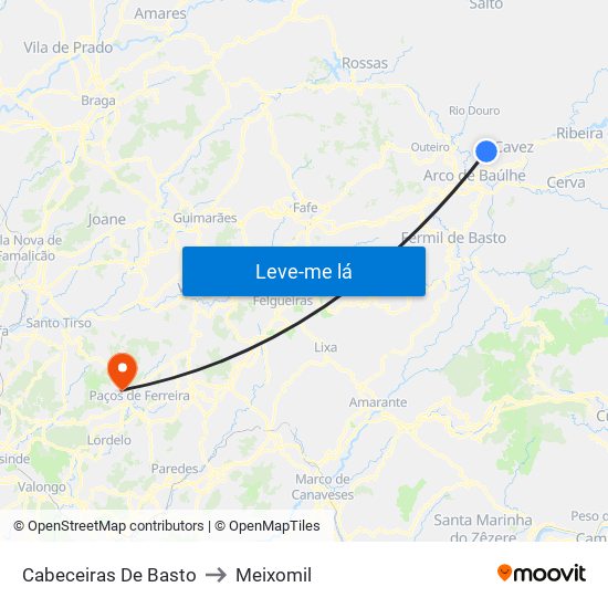 Cabeceiras De Basto to Meixomil map