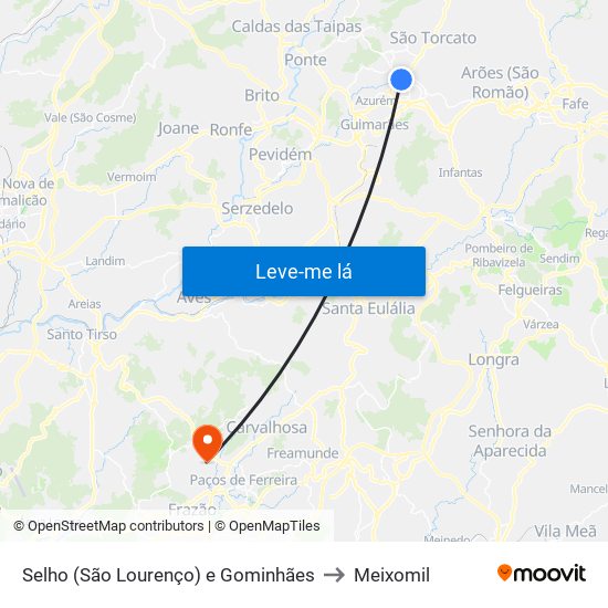 Selho (São Lourenço) e Gominhães to Meixomil map