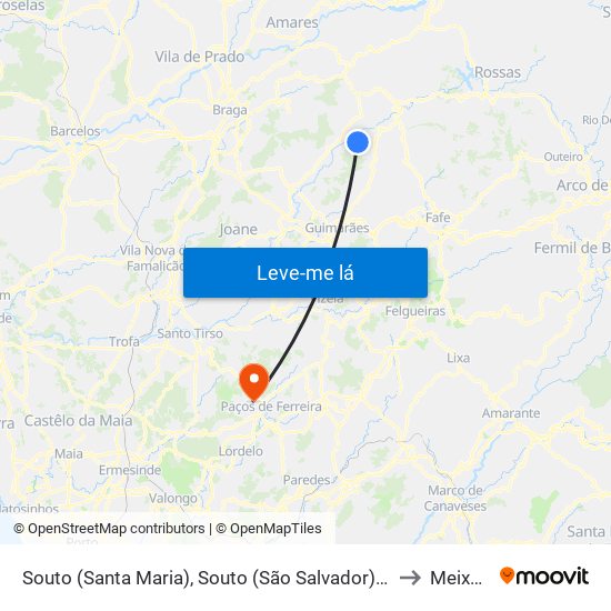 Souto (Santa Maria), Souto (São Salvador) e Gondomar to Meixomil map