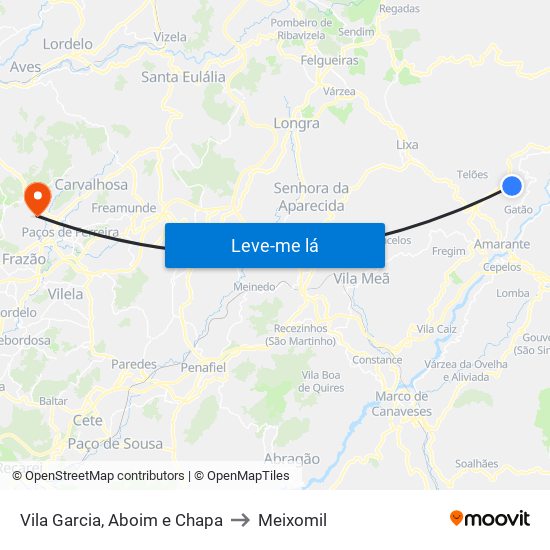 Vila Garcia, Aboim e Chapa to Meixomil map