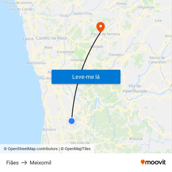 Fiães to Meixomil map