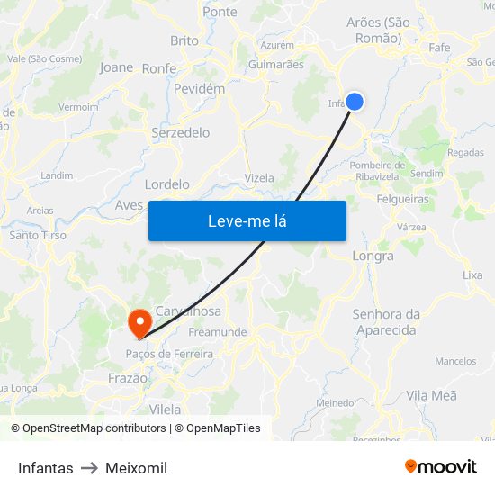 Infantas to Meixomil map