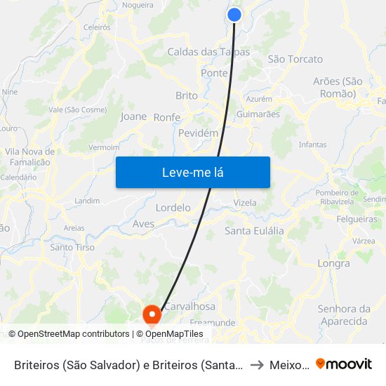 Briteiros (São Salvador) e Briteiros (Santa Leocádia) to Meixomil map