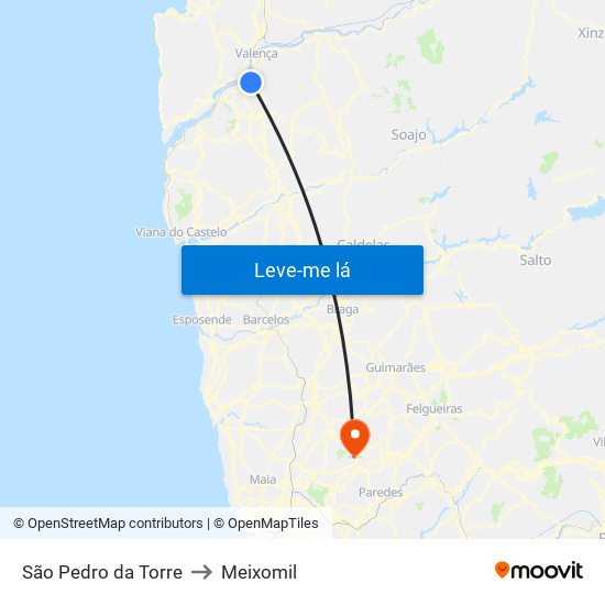 São Pedro da Torre to Meixomil map
