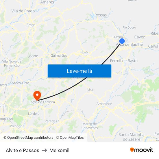 Alvite e Passos to Meixomil map