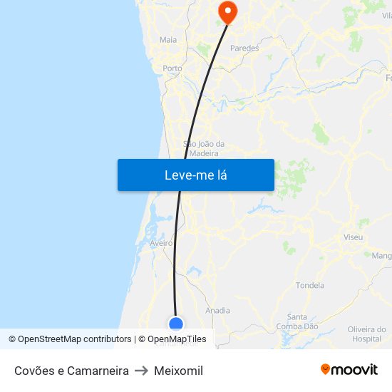 Covões e Camarneira to Meixomil map