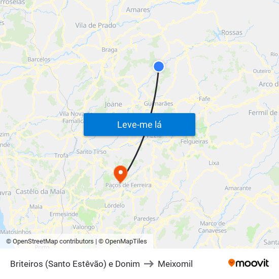 Briteiros (Santo Estêvão) e Donim to Meixomil map