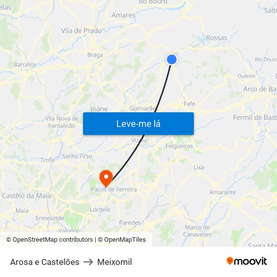 Arosa e Castelões to Meixomil map