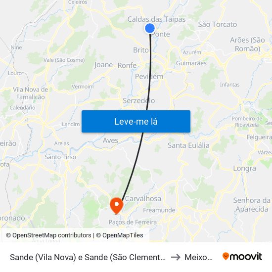 Sande (Vila Nova) e Sande (São Clemente) to Meixomil map