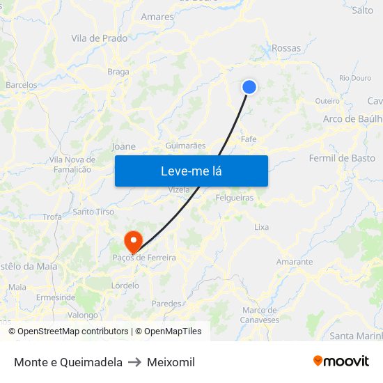 Monte e Queimadela to Meixomil map