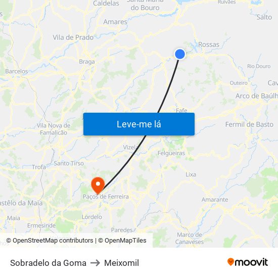 Sobradelo da Goma to Meixomil map