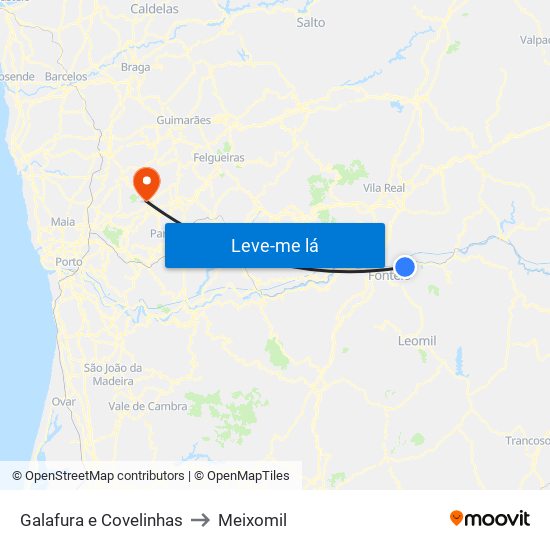 Galafura e Covelinhas to Meixomil map