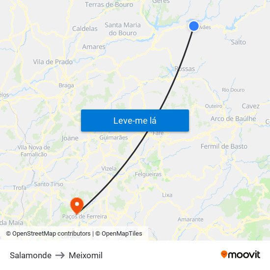 Salamonde to Meixomil map