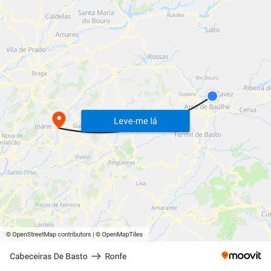Cabeceiras De Basto to Ronfe map