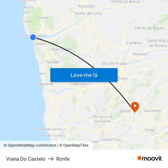 Viana Do Castelo to Ronfe map