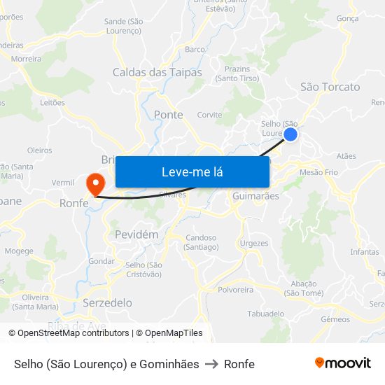 Selho (São Lourenço) e Gominhães to Ronfe map