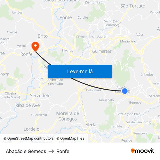 Abação e Gémeos to Ronfe map