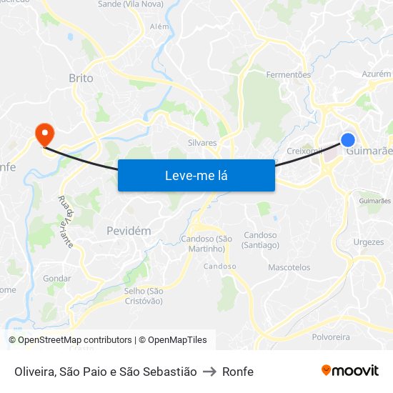 Oliveira, São Paio e São Sebastião to Ronfe map