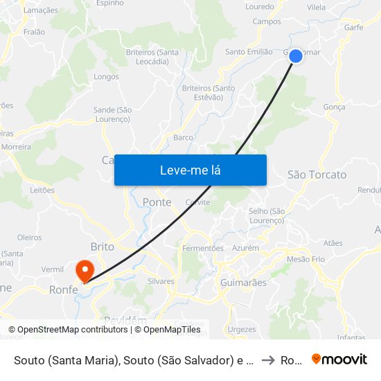 Souto (Santa Maria), Souto (São Salvador) e Gondomar to Ronfe map