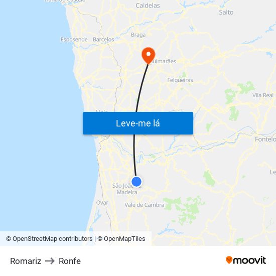 Romariz to Ronfe map
