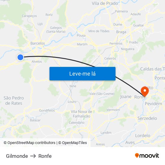 Gilmonde to Ronfe map