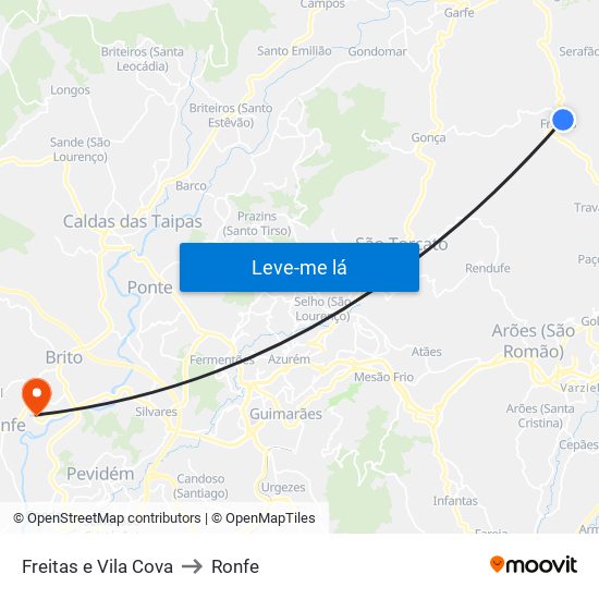 Freitas e Vila Cova to Ronfe map